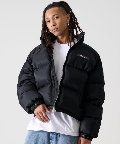 FUBU( フブ)の「FUBU フブ ロゴ ワッペン ショート丈 長袖 ナイロン 中綿 ジャケット ジャンパー(ダウンジャケット/コート・メンズ・オレンジ/ネイビー/ベージュ/ブラック・M/L/XL/XXL)」の2枚目の写真