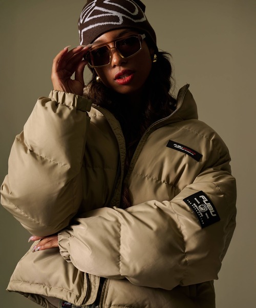 FUBU( フブ)の「FUBU フブ ロゴ ワッペン ショート丈 長袖 ナイロン 中綿 ジャケット ジャンパー(ダウンジャケット/コート・メンズ・オレンジ/ネイビー/ベージュ/ブラック・M/L/XL/XXL)」の7枚目の写真