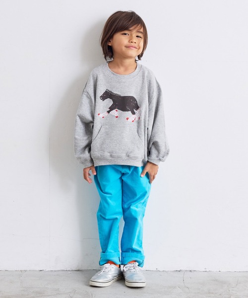 MARKEY'S（マーキーズ）の「カンガルーポッケトレーナー（スウェット・キッズ・ブラウン/ブルー/オフホワイト/杢グレー・80/90/95/100/110/120/130/140/150）」の17枚目の写真