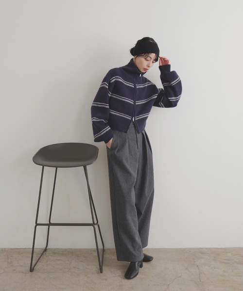 ISSEY MIYAKE / ボーダーボレロカーディガン/トップス/2/コットン