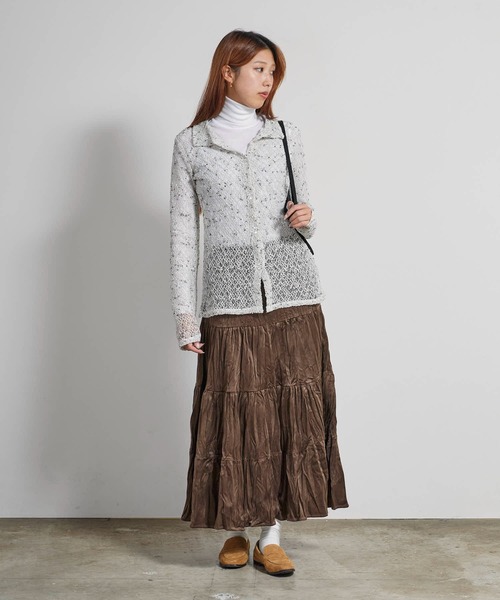 AO2(アオズ)の「ネップメッシュスリムシルエットシャツカーディガン(カーディガン/ボレロ・レディース・ホワイト/ブラウン/ブラック・FREE)」の17枚目の写真