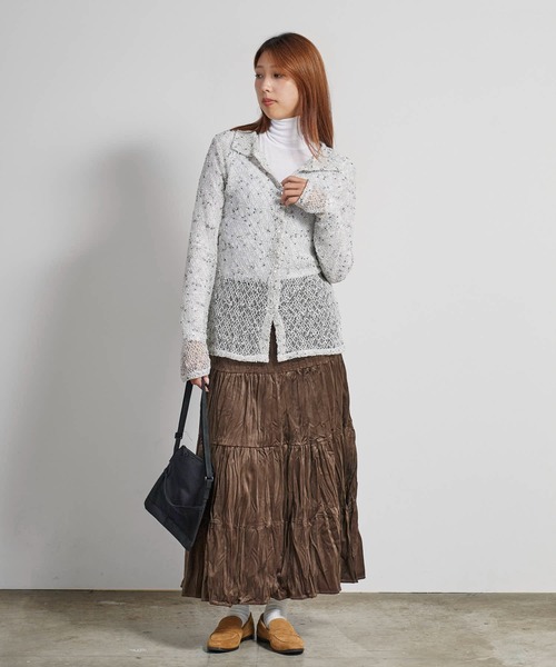 AO2(アオズ)の「ネップメッシュスリムシルエットシャツカーディガン(カーディガン/ボレロ・レディース・ホワイト/ブラウン/ブラック・FREE)」の22枚目の写真