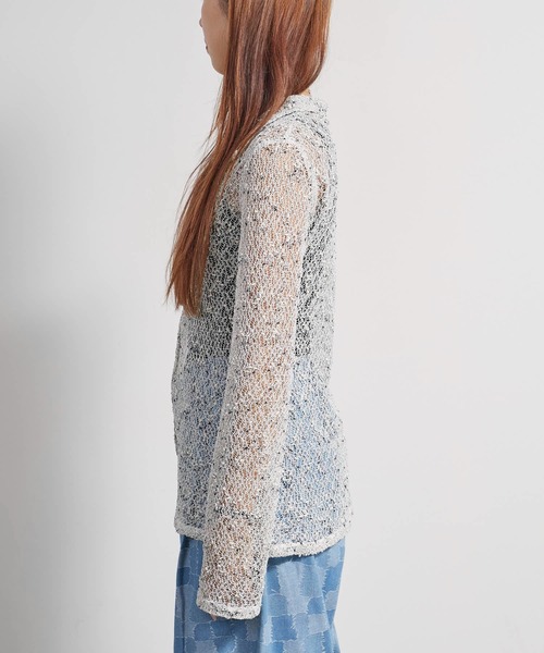 AO2(アオズ)の「ネップメッシュスリムシルエットシャツカーディガン(カーディガン/ボレロ・レディース・ホワイト/ブラウン/ブラック・FREE)」の8枚目の写真