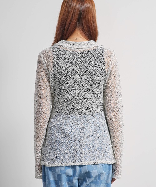 AO2(アオズ)の「ネップメッシュスリムシルエットシャツカーディガン(カーディガン/ボレロ・レディース・ホワイト/ブラウン/ブラック・FREE)」の4枚目の写真