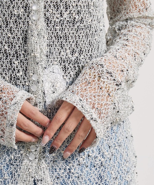 AO2(アオズ)の「ネップメッシュスリムシルエットシャツカーディガン(カーディガン/ボレロ・レディース・ホワイト/ブラウン/ブラック・FREE)」の14枚目の写真