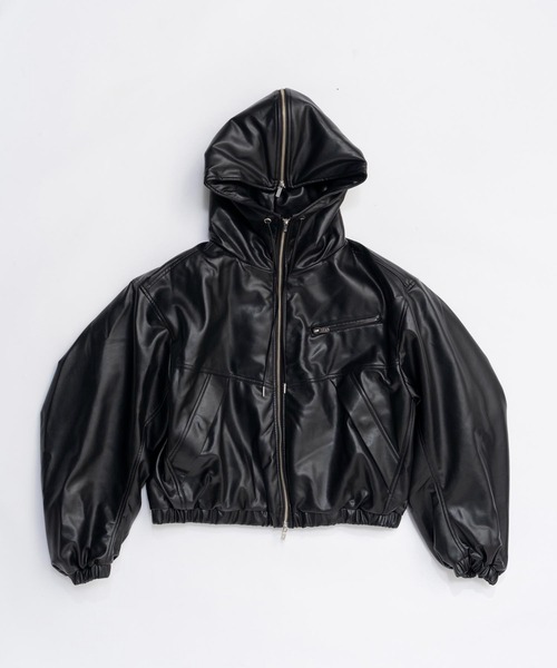 Pre-Order】フェイクレザーパテッドトラックジャケット / Faux Leather