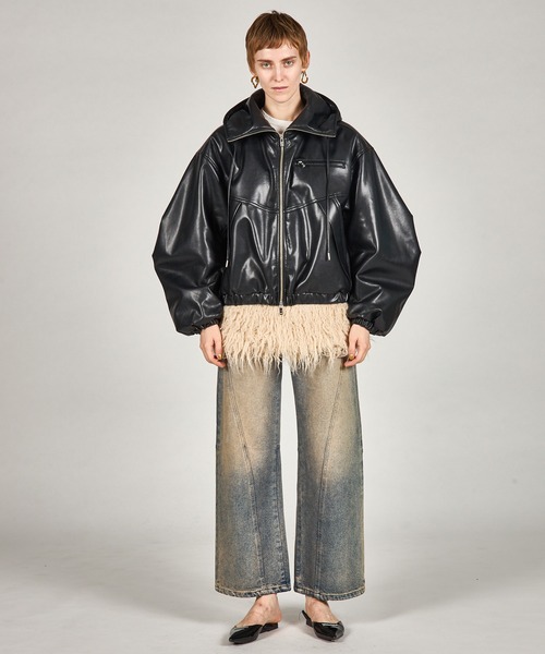 PRANK PROJECT フェイクレザートラックブルゾン  ブルー PRANK PROJECT フェイクレザートラックブルゾン ブルー PRANK PROJECT