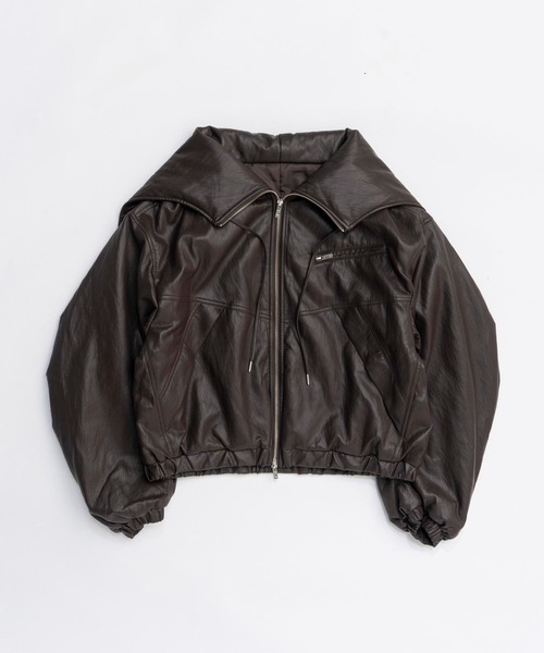 Pre-Order】フェイクレザーパテッドトラックジャケット / Faux Leather