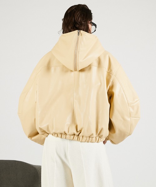 Pre-Order】フェイクレザーパテッドトラックジャケット / Faux Leather