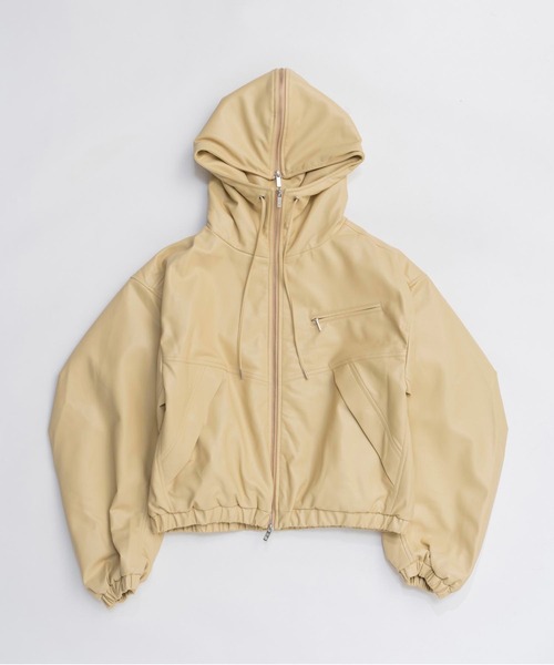 Pre-Order】フェイクレザーパテッドトラックジャケット / Faux Leather