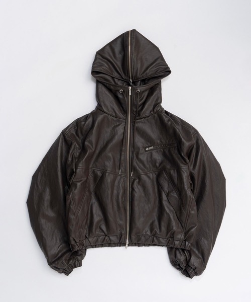 Pre-Order】フェイクレザーパテッドトラックジャケット / Faux Leather