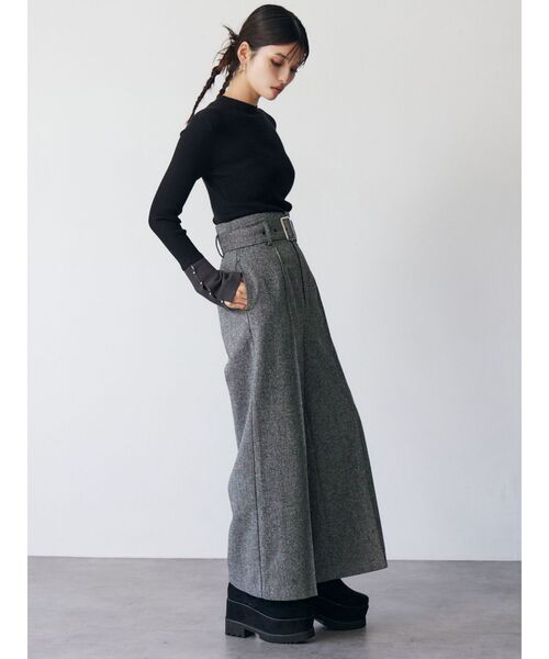 MURUA(ムルーア)の「ネップツイードワイドパンツ(スラックス・レディース・ブラック/グレー・1/2)」の13枚目の写真
