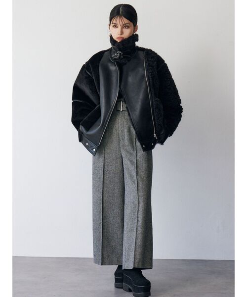 MURUA(ムルーア)の「ネップツイードワイドパンツ(スラックス・レディース・ブラック/グレー・1/2)」の8枚目の写真