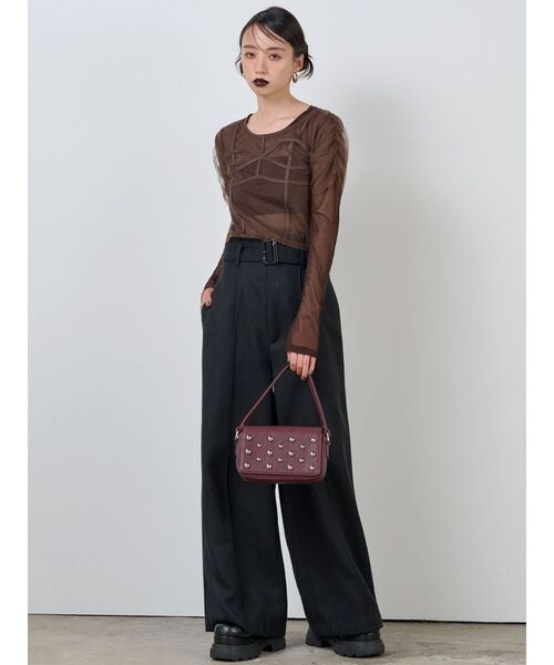 MURUA(ムルーア)の「ネップツイードワイドパンツ(スラックス・レディース・ブラック/グレー・1/2)」の6枚目の写真