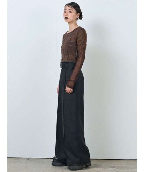 MURUA(ムルーア)の「ネップツイードワイドパンツ(スラックス・レディース・ブラック/グレー・1/2)」の10枚目の写真