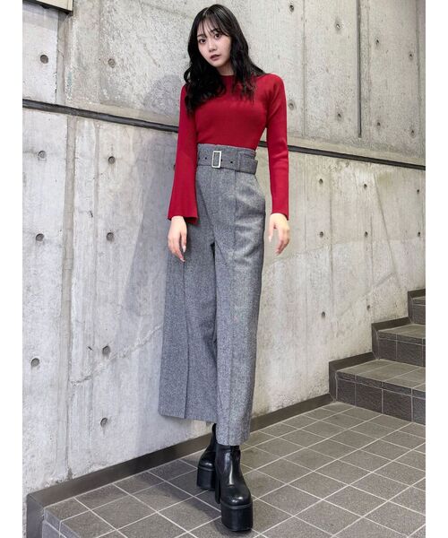 MURUA(ムルーア)の「ネップツイードワイドパンツ(スラックス・レディース・ブラック/グレー・1/2)」の5枚目の写真