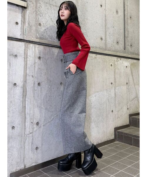 MURUA(ムルーア)の「ネップツイードワイドパンツ(スラックス・レディース・ブラック/グレー・1/2)」の21枚目の写真