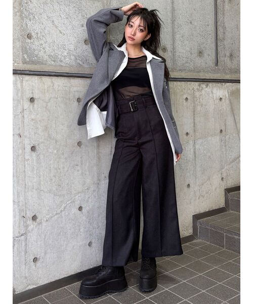 MURUA(ムルーア)の「ネップツイードワイドパンツ(スラックス・レディース・ブラック/グレー・1/2)」の20枚目の写真