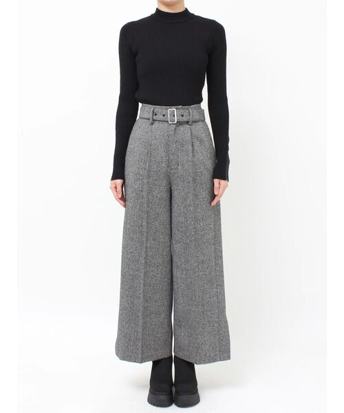 MURUA(ムルーア)の「ネップツイードワイドパンツ(スラックス・レディース・ブラック/グレー・1/2)」の11枚目の写真