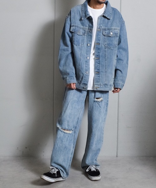 DOUBLE STEAL（ダブルスティール）の「ルーズデニムジャケット（デニムジャケット・メンズ・ブルー/ブラック・MEDIUM/LARGE）」の12枚目の写真