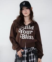 WEGO/グラフィックジャガードニットZIPパーカー