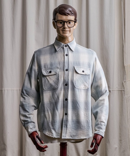 Coffee & Cigarettes(コーヒーアンドシガレッツ)の「10B10 Heavy Flannel One Wash Work Shirt / ヘビーネル ワンウォッシュ ワークシャツ F(シャツ/ブラウス・メンズ・ブルー系/サックスブルー系・XL/M/L)」の1枚目の写真