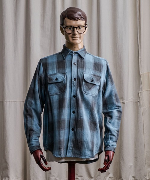 Coffee & Cigarettes(コーヒーアンドシガレッツ)の「10B10 Heavy Flannel One Wash Work Shirt / ヘビーネル ワンウォッシュ ワークシャツ F(シャツ/ブラウス・メンズ・ブルー系/サックスブルー系・XL/M/L)」の6枚目の写真
