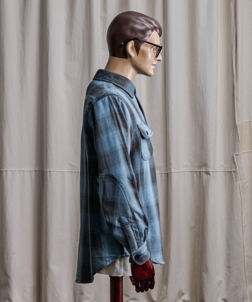 Coffee & Cigarettes(コーヒーアンドシガレッツ)の「10B10 Heavy Flannel One Wash Work Shirt / ヘビーネル ワンウォッシュ ワークシャツ F(シャツ/ブラウス・メンズ・ブルー系/サックスブルー系・XL/M/L)」の7枚目の写真