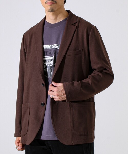 GLOSTER（グロスター）の「【オンオフ兼用の大人カジュアルジャケット】両面起毛 ストレッチジャケット（テーラードジャケット・メンズ・ブラック/ダークブラウン/ネイビー・S/M/L）」の2枚目の写真