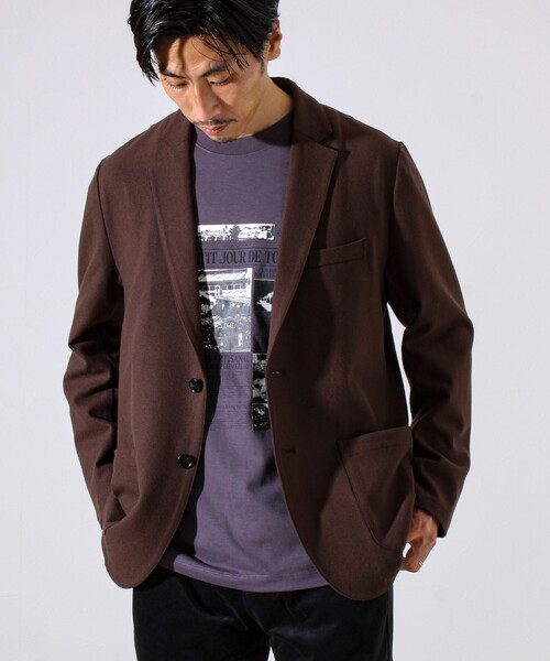 GLOSTER（グロスター）の「【オンオフ兼用の大人カジュアルジャケット】両面起毛 ストレッチジャケット（テーラードジャケット・メンズ・ブラック/ダークブラウン/ネイビー・S/M/L）」の20枚目の写真