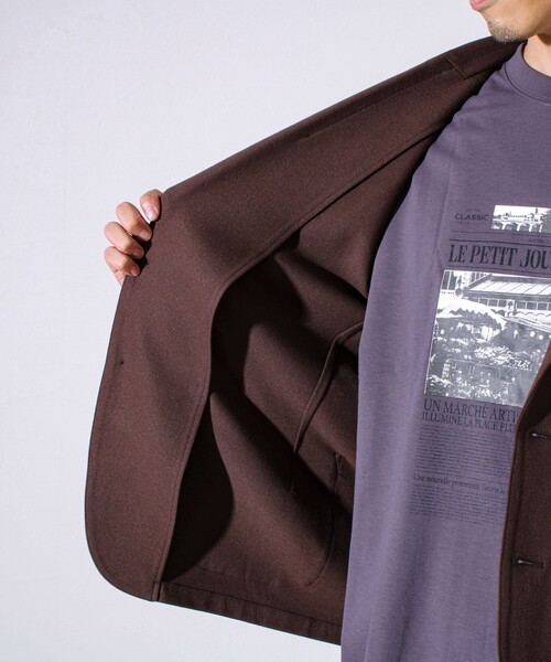 GLOSTER（グロスター）の「【オンオフ兼用の大人カジュアルジャケット】両面起毛 ストレッチジャケット（テーラードジャケット・メンズ・ブラック/ダークブラウン/ネイビー・S/M/L）」の14枚目の写真