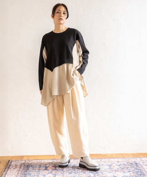 OSMOSIS(オズモーシス)の「切替フレアープルオーバー(Tシャツ/カットソー・レディース・グレー/ライトベージュ/ブラック・ONE SIZE)」の20枚目の写真