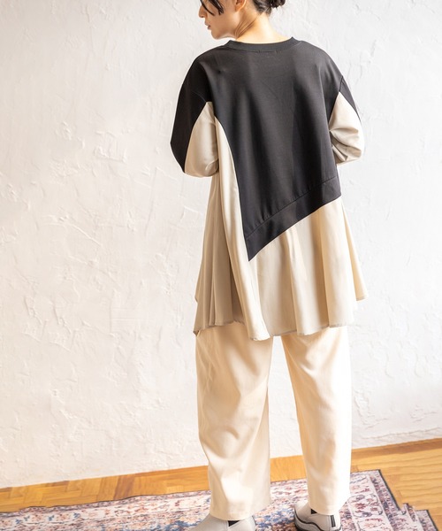 OSMOSIS(オズモーシス)の「切替フレアープルオーバー(Tシャツ/カットソー・レディース・グレー/ライトベージュ/ブラック・ONE SIZE)」の21枚目の写真