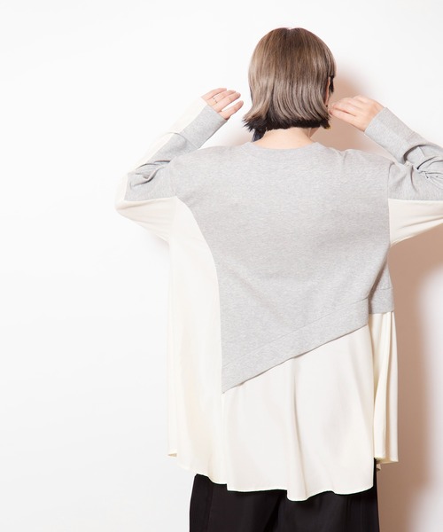 OSMOSIS(オズモーシス)の「切替フレアープルオーバー(Tシャツ/カットソー・レディース・グレー/ライトベージュ/ブラック・ONE SIZE)」の5枚目の写真