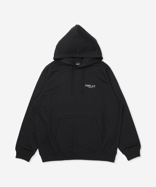 Hurley （ハーレー）の「【Hurley:ハーレー】スウェットフーディー　プルオーバーパーカー　バックプリント　吸水速乾　SWEAT CHILL OUT CAMP HOODIE（パーカー・メンズ・ブラック/ヘザーグレー・MEDIUM/LARGE）」の2枚目の写真