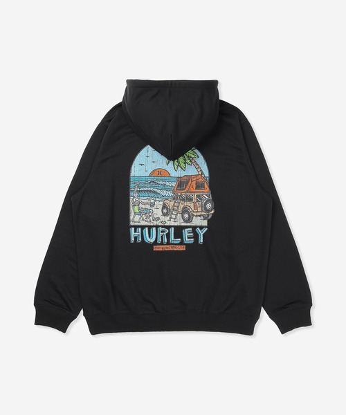 Hurley （ハーレー）の「【Hurley:ハーレー】スウェットフーディー　プルオーバーパーカー　バックプリント　吸水速乾　SWEAT CHILL OUT CAMP HOODIE（パーカー・メンズ・ブラック/ヘザーグレー・MEDIUM/LARGE）」の8枚目の写真