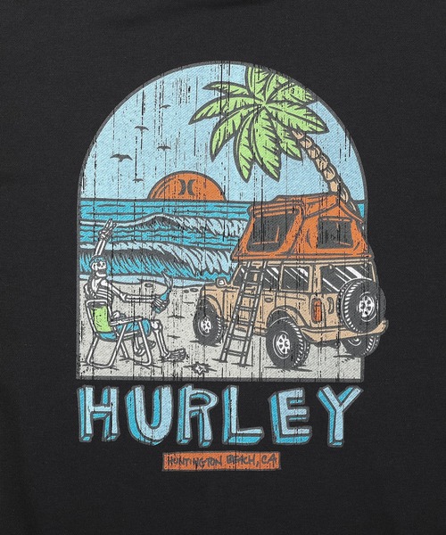 Hurley （ハーレー）の「【Hurley:ハーレー】スウェットフーディー　プルオーバーパーカー　バックプリント　吸水速乾　SWEAT CHILL OUT CAMP HOODIE（パーカー・メンズ・ブラック/ヘザーグレー・MEDIUM/LARGE）」の6枚目の写真
