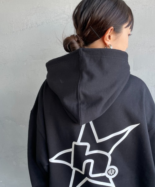 HUF（ハフ）の「[HUF/ハフ] H STAR LOGO バックプリント スウェットパーカー（パーカー・レディース・ブラック・M/L）」の3枚目の写真