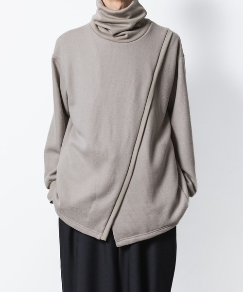 ato(アトウ)の「ASYMMETRY PULL-OVER CARDIGAN(カーディガン/ボレロ・メンズ・ブラック/グレイッシュベージュ・46/48)」の1枚目の写真