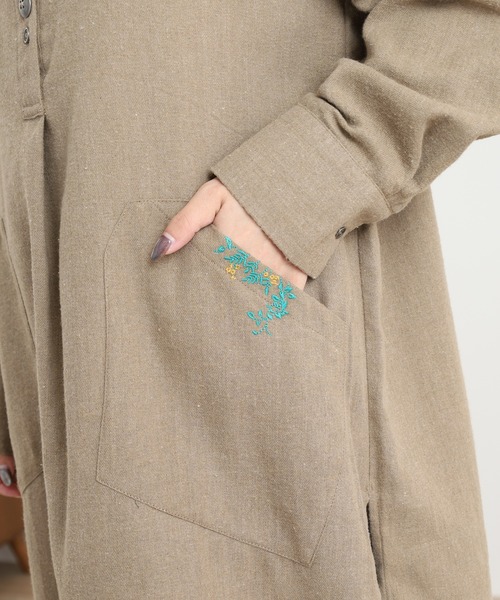 Quelle Chance(ケルシャンス)の「刺繍入多釦ワンピース タータンチェック(シャツワンピース・レディース・チャコールグレー/グリーン系その他/モカ・M/L)」の21枚目の写真