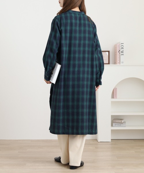 刺繍入多釦ワンピース タータンチェック（シャツワンピース）｜Quelle