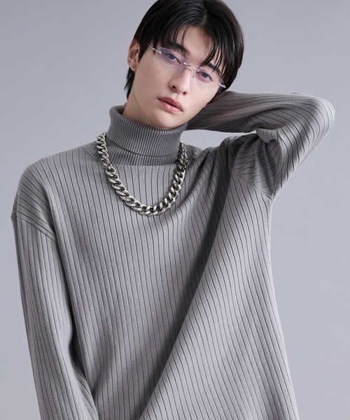 Ellno Loset（エルノロゼット）の「サムホールツキリブタートルニット（ニット/セーター・メンズ・パープル/レッド/ブラック/グレー/オフホワイト/ブルー・SMALL/MEDIUM/LARGE）」の4枚目の写真