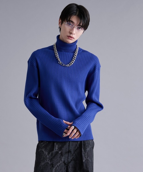 Ellno Loset（エルノロゼット）の「サムホールツキリブタートルニット（ニット/セーター・メンズ・パープル/レッド/ブラック/グレー/オフホワイト/ブルー・SMALL/MEDIUM/LARGE）」の5枚目の写真