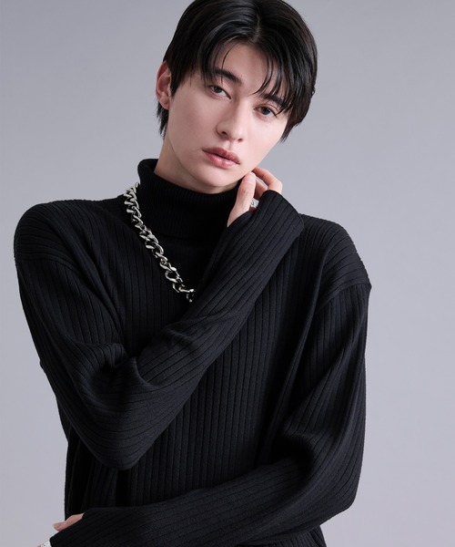 Ellno Loset（エルノロゼット）の「サムホールツキリブタートルニット（ニット/セーター・メンズ・パープル/レッド/ブラック/グレー/オフホワイト/ブルー・SMALL/MEDIUM/LARGE）」の3枚目の写真