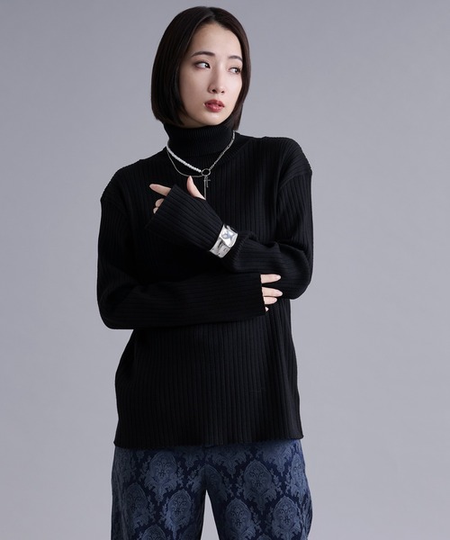 Ellno Loset（エルノロゼット）の「サムホールツキリブタートルニット（ニット/セーター・メンズ・パープル/レッド/ブラック/グレー/オフホワイト/ブルー・SMALL/MEDIUM/LARGE）」の7枚目の写真