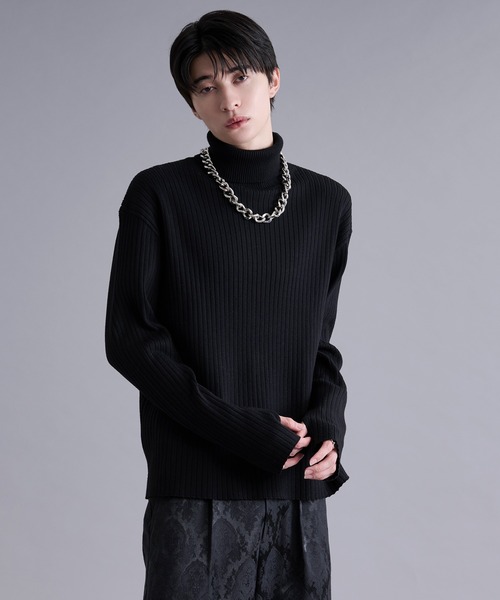 Ellno Loset（エルノロゼット）の「サムホールツキリブタートルニット（ニット/セーター・メンズ・パープル/レッド/ブラック/グレー/オフホワイト/ブルー・SMALL/MEDIUM/LARGE）」の17枚目の写真