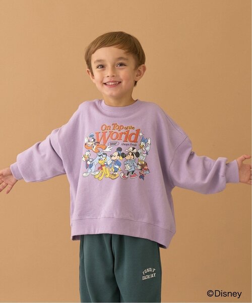 b・ROOM（ビールーム）の「【Disney】【毛玉バイバイ裏毛】ミッキー＆フレンズ/スウェット（スウェット・キッズ・トップグレー/ブルーグリーン/ラベンダー/レンガ・130cm/120cm/140cm/110cm/150cm/100cm）」の3枚目の写真