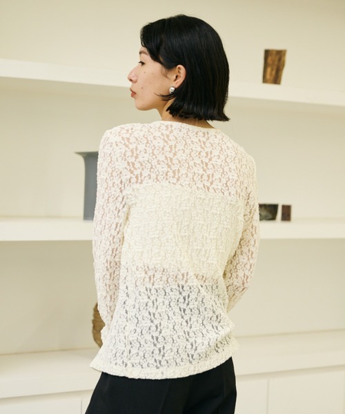 AIC.（エーアイシー）の「ホックデザインレースカーディガン（カーディガン/ボレロ・レディース・ブラック/アイボリー・FREE）」の7枚目の写真