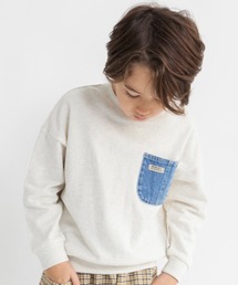 BRANSHES | 【デニム/異素材ポケット付】裏毛トレーナー(スウェット)