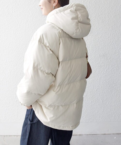 Èaphi アイボリー ショートダウンジャケット　タイムセール SHIPS any ダウンコート ダウンジャケット any: フーディ ショート